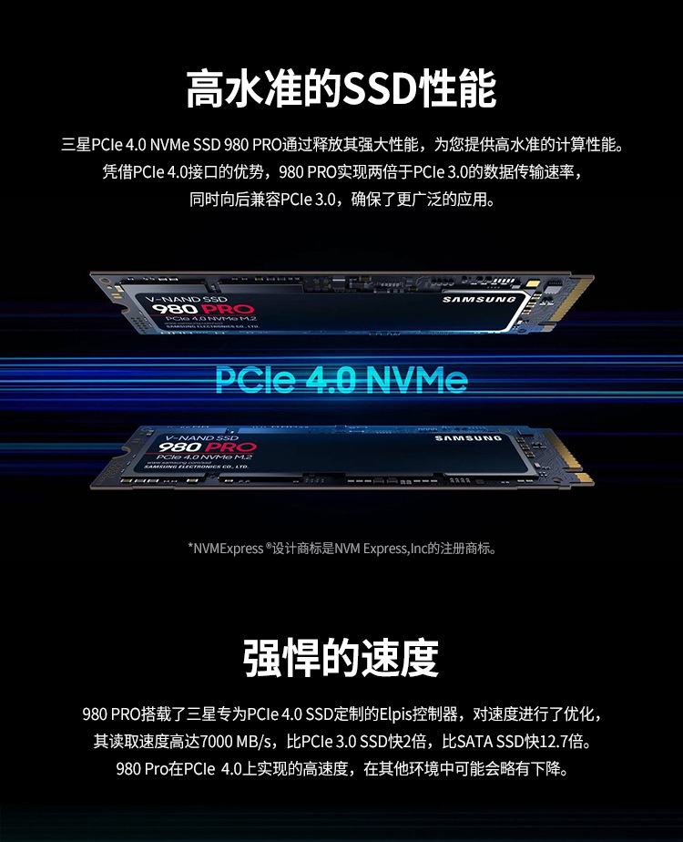 三星SSD固态硬盘980 PRO 250G 500G 1T 2T M.2接口 MZ-V8P250BW详情5