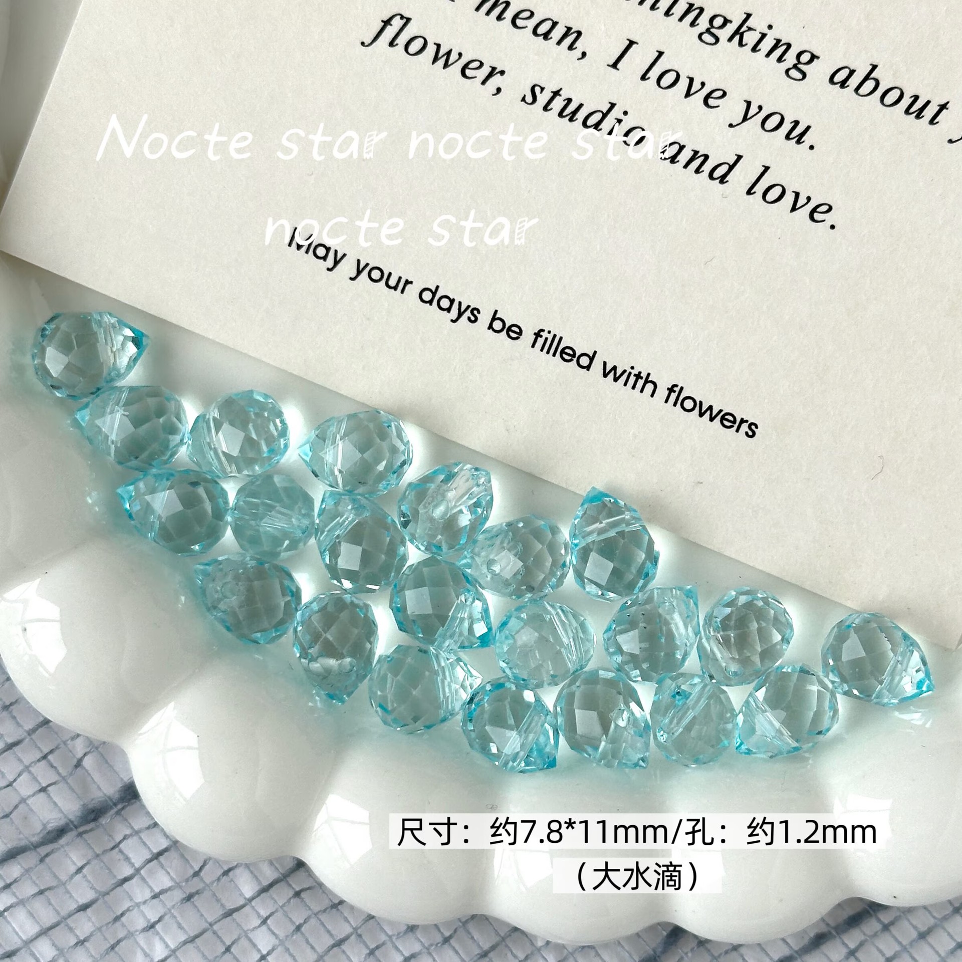 6 / 8 mm Corte de color transparente gota de agua DIY collar de pulsera de pulsera de pulsera de pulsera de perlas hechas a mano collar de joyería de cadena de teléfono móvil material de accesorios