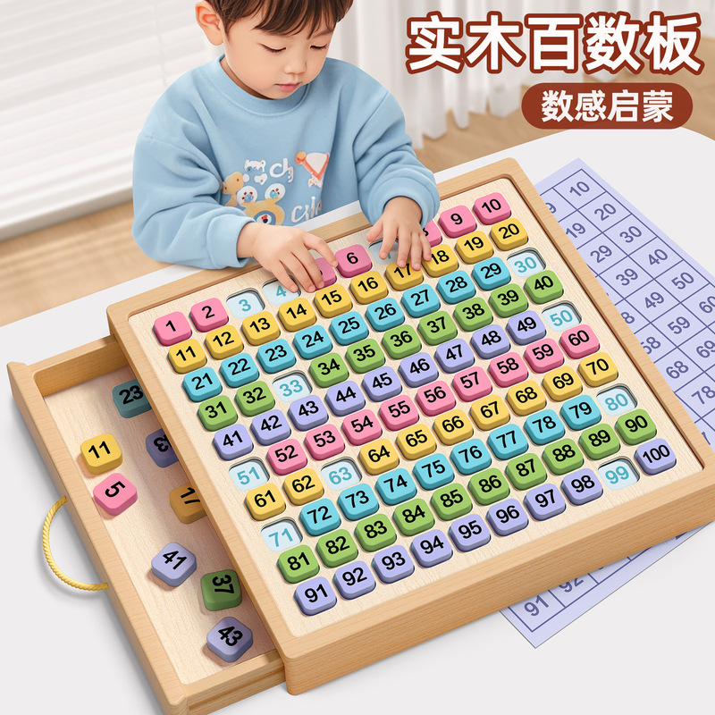 Hundreds Board Montessori Teaching Aids for Mathematics Enlightenment, Children's Day Gift, Educational Toys for Developing Number Thinking and Cognitive Number Sense