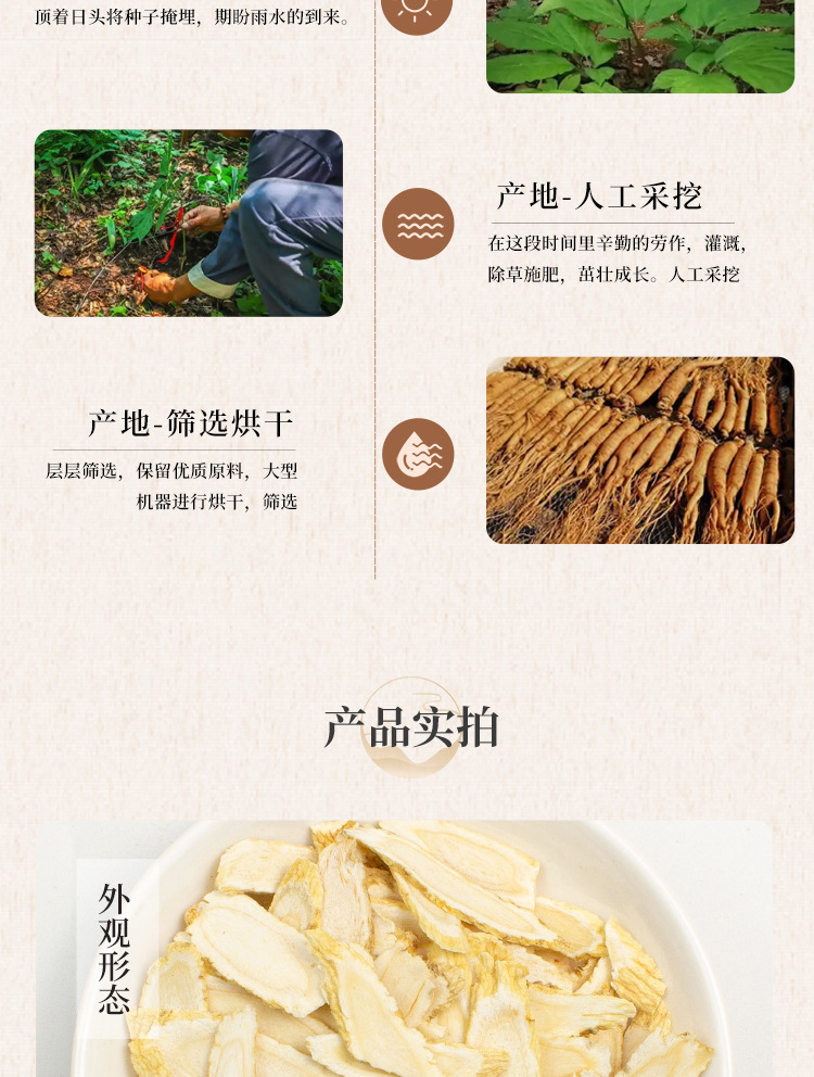 Ginseng Root Slices Ren Shen Panax ginseng Dried Cut Herb for Tea and Decoction quality and texture