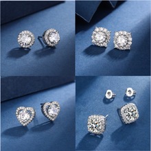 抖音快手直播仿真莫桑石耳钉八心八箭锆石六爪耳钉莫桑石耳饰批发