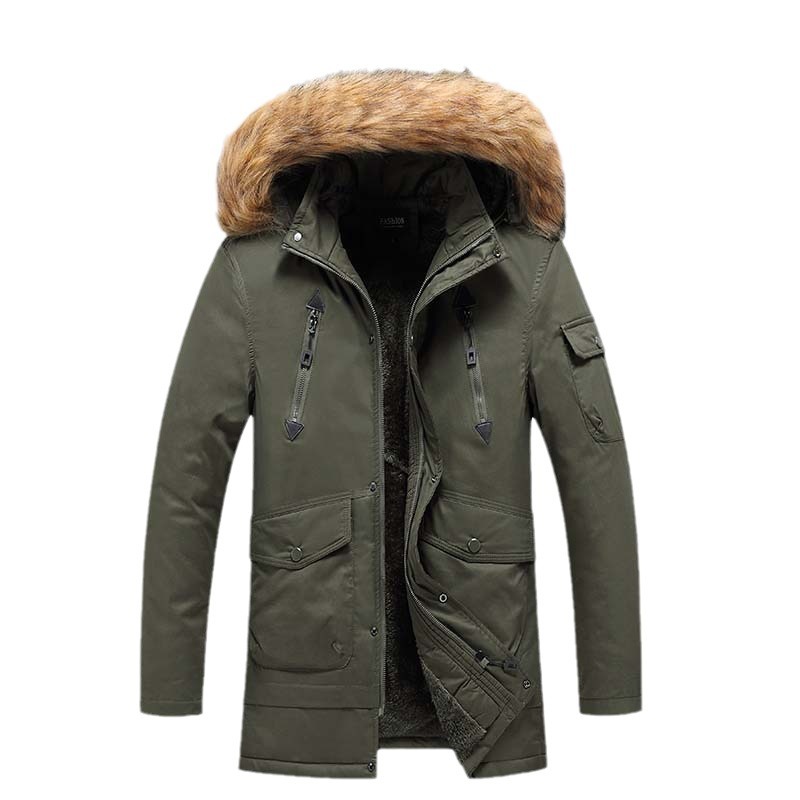Chaqueta de algodón de invierno para hombres, chaqueta de algodón de invierno grande, chaqueta de algodón de lavado de agua larga y larga, chaqueta casual
