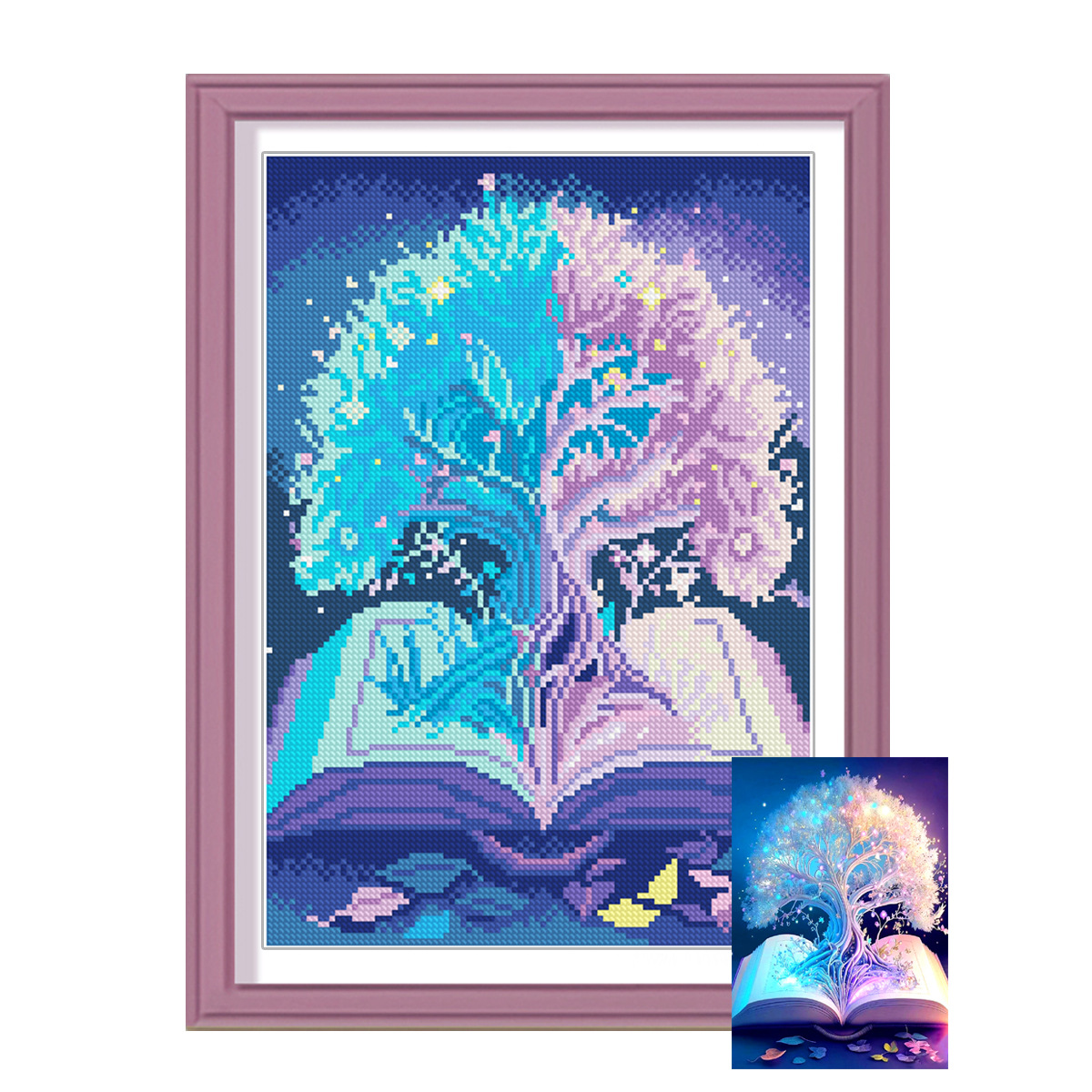 Nuevo bordado cruzado transfronterizo árbol estrellado dos sueños de estilo europeo hermoso bordado cruzado sala de estar dormitorio pintura decorativa para el hogar image 5