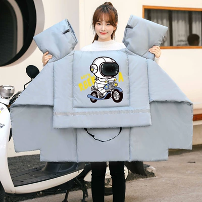 and Thickeneding, 2025 New Autumn and, Motorcycle front windshield - double-sided-waterproof-enlarged-side-wings-extra-thick-cottongrey-astronaut