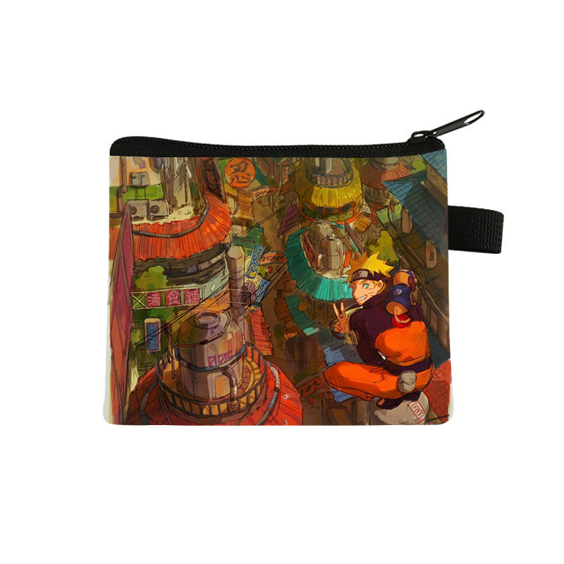 Nuevo Naruto niños monedero estudiante tendencia auricular moda bolsa de almacenamiento tendencia cremallera titular de la tarjeta al por mayor