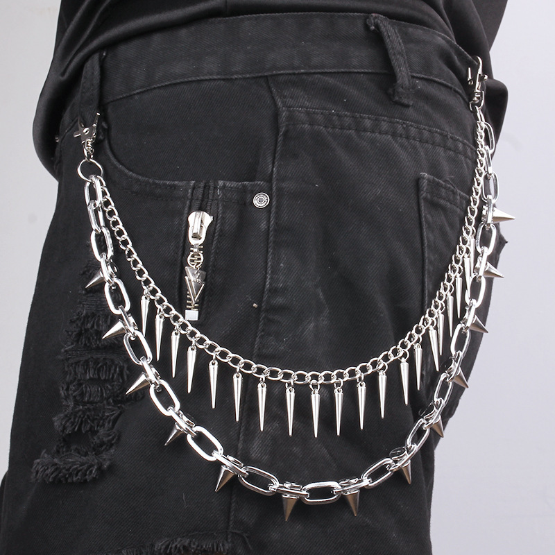 European and American Cross-Border Fashion Double-Layer Rivet Metal Pants Chain Unisex Hip-Hop Street Dance Waist Chain Personalized Accessories Wholesale