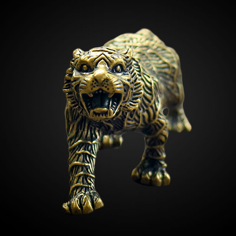 Latón puro leopardo decoración de escritorio Oficina Lucky leopardo Decoración Retro wenwan té mascota pequeña decoración mango