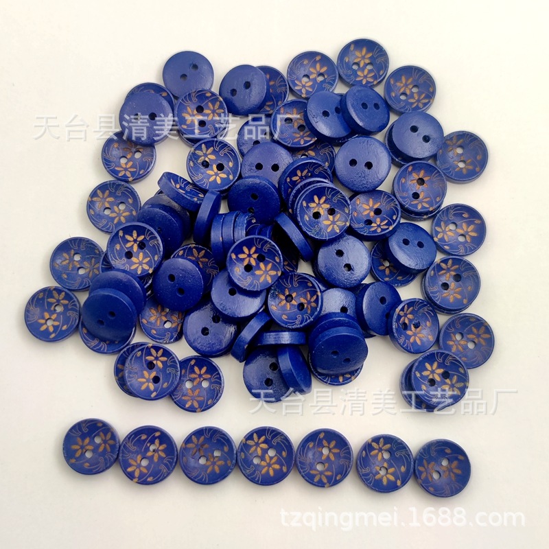 15mm negro/azul con caja de pintura Botón de tazón botón de madera hermosa decoración para niños Botón de madera en forma de tazón 100 piezas un paquete