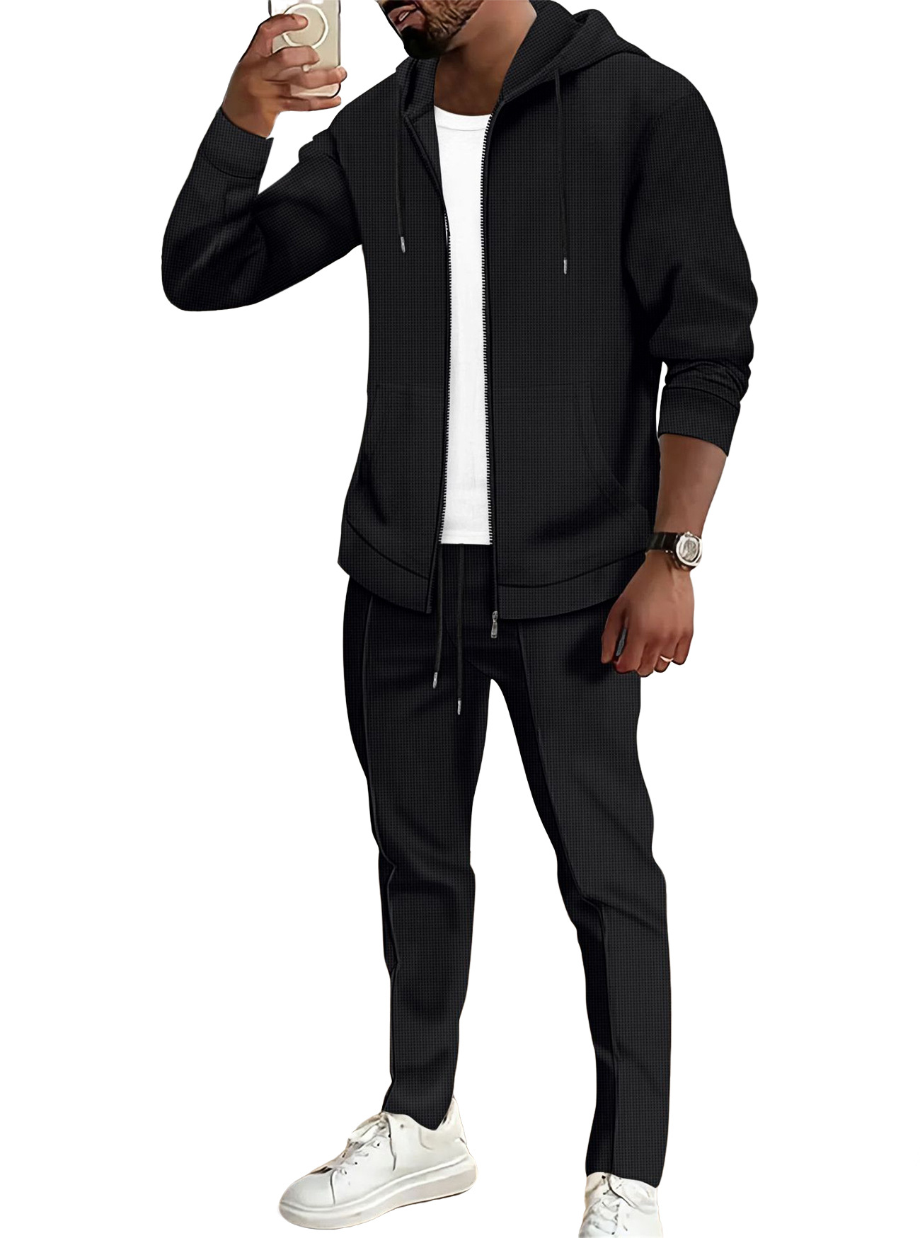Europa y América transfronterizas primavera hombre encapuchado con cremallera chaqueta de punto chaqueta deportiva casual suelta chaqueta de abrigo