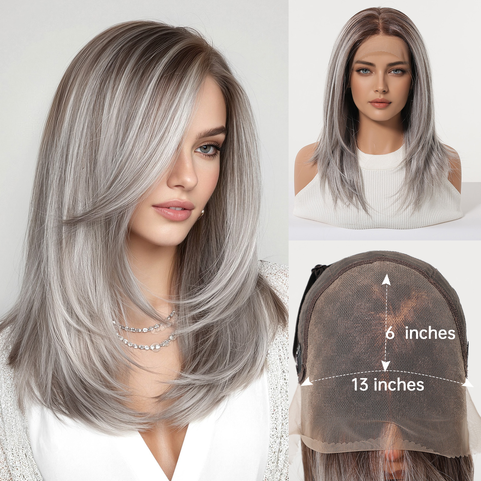 Gradiente rosa pálido de gran área peluca de encaje casual cosplay cubierta de fábrica en stock image 8