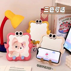 大眼仔饼干镜子桌面台式可折叠美妆镜学生宿舍少女心梳妆台化妆镜