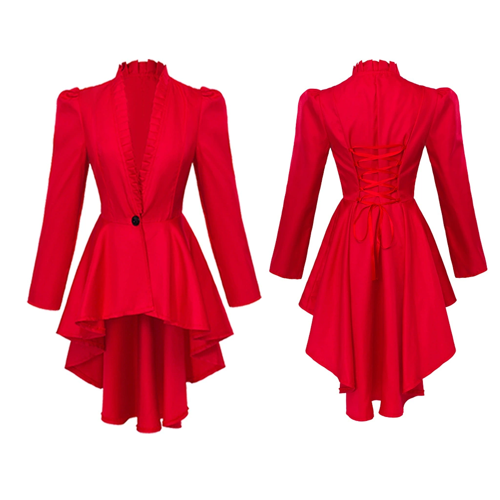 стимпанк-платье (Renaissance Clothing) женское готическое викторианское длинное переднее - высокий низ, оборочный воротник