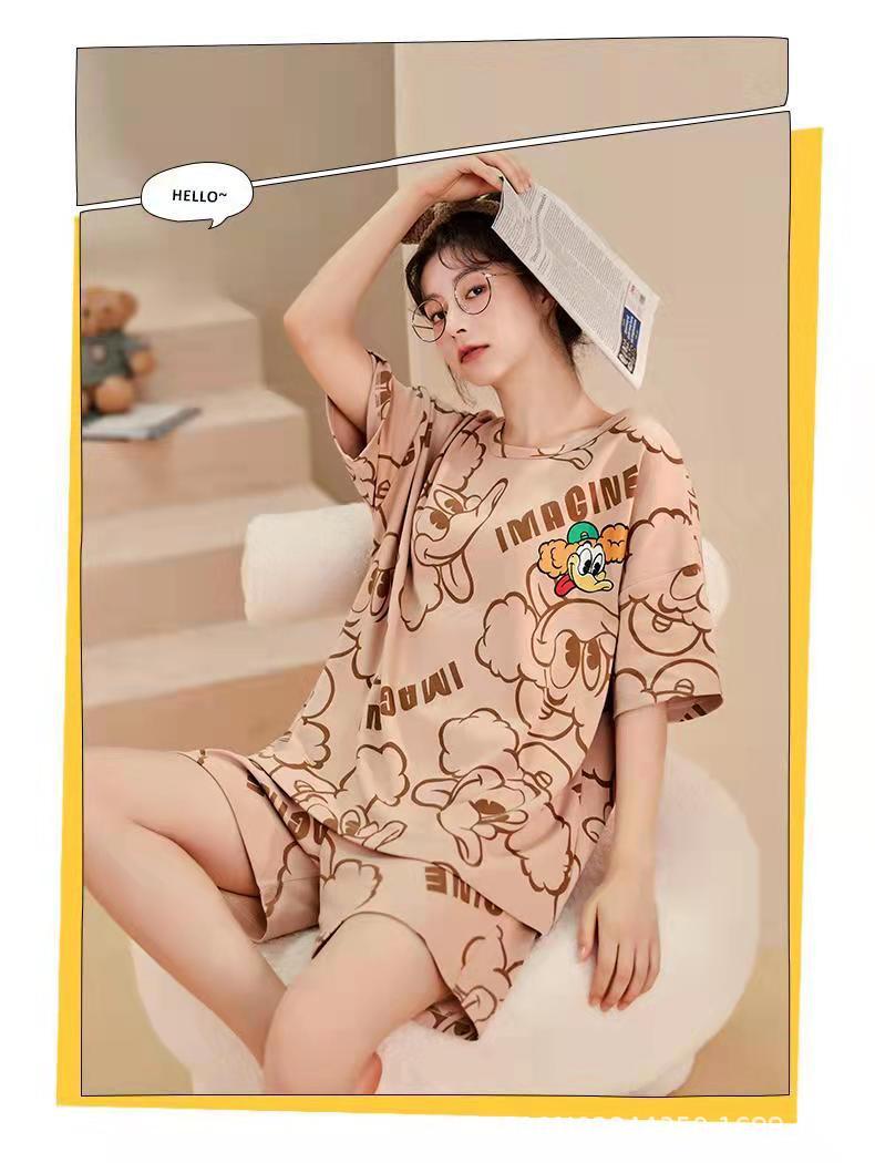 2023新款睡衣女夏季薄款短袖可爱韩版卡通套装家居服可外穿两件套详情8