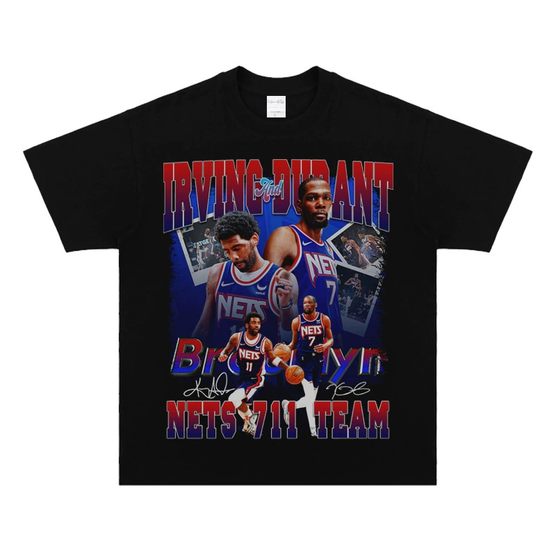 200g ткань хлопчатобумажная T код Дурант Ирвинг с коротким рукавом футболка с принтом маленький вырез американский ретро тяжелый