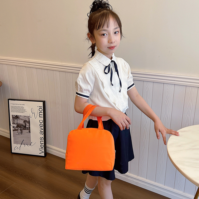 Bolsas coreanas para niños y niñas, bolsas de almuerzo de lienzo de color sólido, bolsas de almuerzo de estudiantes, bolsas de almuerzo