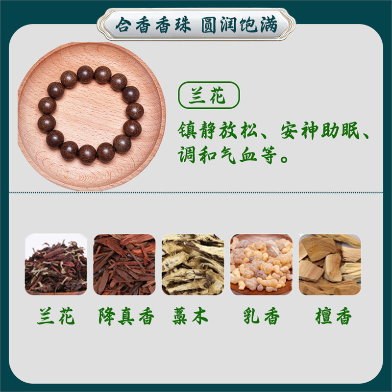 無形文化遺産ブレスレット、天然香ビーズ、手作り古代薬用香、長持ちする気分安定ブレスレット、男の子と女の子向けのブレスレット|undefined