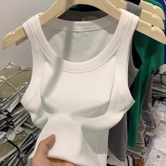 U-neck ribbed tank top for women, 2022 summer new pure color sleeveless strapless top for women, outerwear, one piece, dropshipping wholesale