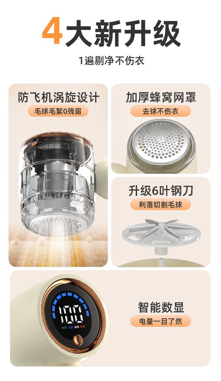 Cross-border New Model Lint Remover Household Digital Display Fabric Shaver USB Rechargeable Convenient Multifunctional Hair Removal Device