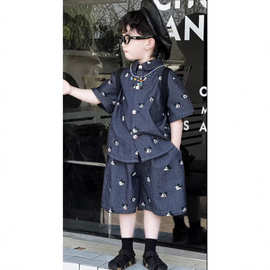 男童套装夏装2026新款酷帅儿童牛仔两件套宝宝衣服夏季洋气小童装
