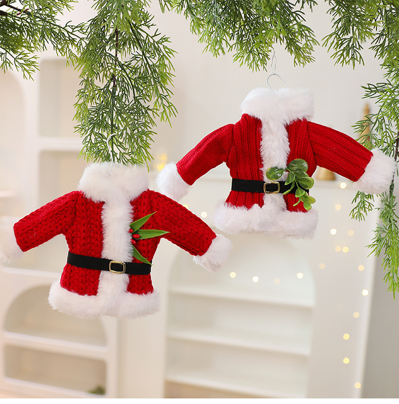 Handmade Knit Santa Claus Ornament – Striped Red & White Christmas Tree Decor, Festive Hanging Decoration For Holiday Home, Mantel & Gifts​_voghion.com