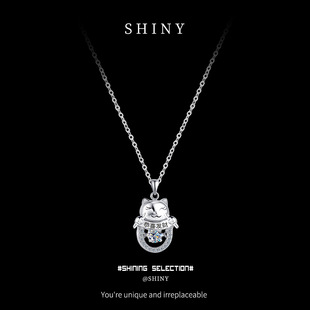 Smart Necklace Cat Angel Beating Heart Necklace Female Lucky Treasure Clavicle Chain Moissanite S925 Sterling Silver Necklace