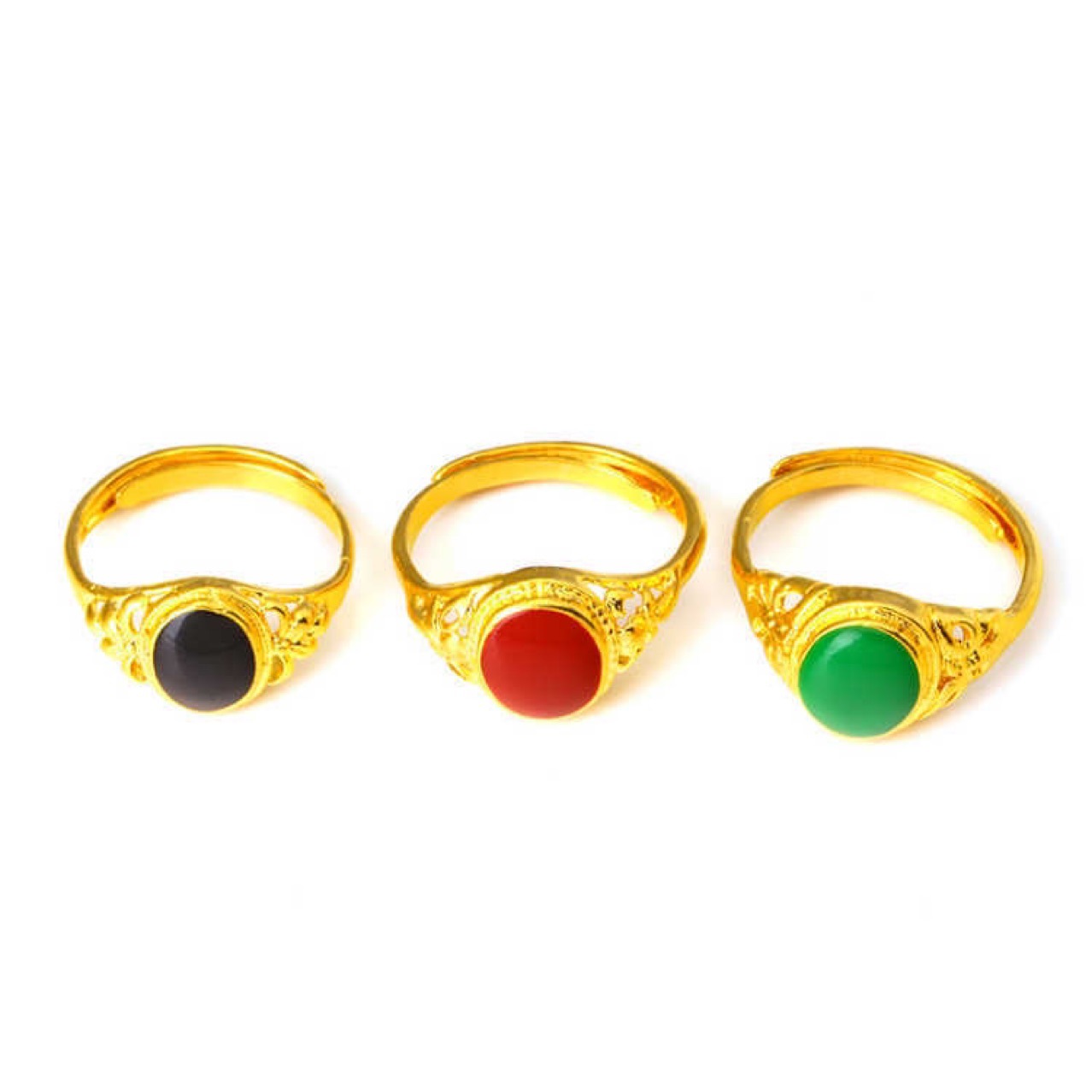 Designer ring voor dames verguld met rode en groene edelstenen_voghion.com