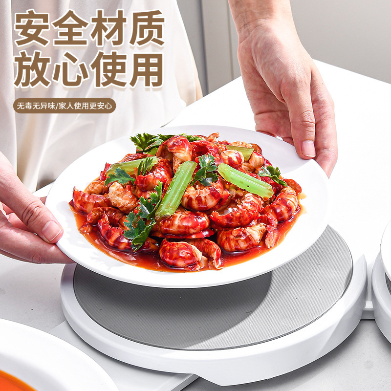 家庭用テーブルパーティーダイヤル長方形円形手動回転食事皿多機能デスクトップ回転鍋皿|undefined