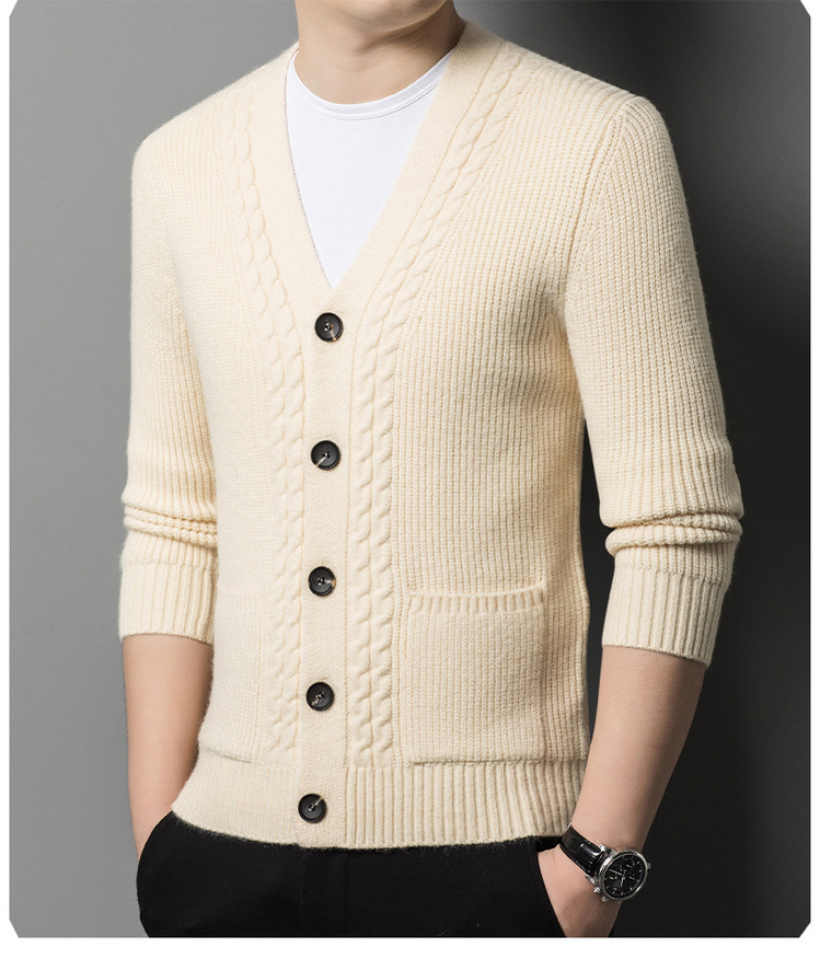 Otoño hombre suéter coreano chaqueta tendencia de cuello V hombre jersey cardigán de punto de color sólido casual jersey de punto