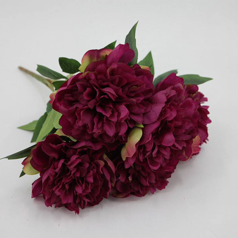 Artificial grande 5-cabeza Peony Flower Home Dress Up falso flor de la boda de tiro de la flor de seda chino peonía mango paquete al por mayor