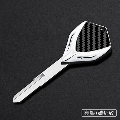 Motorcycle Metal Key Blank Motorcycle Key - bright-silver-carbon-fiber-pattern-cq-040