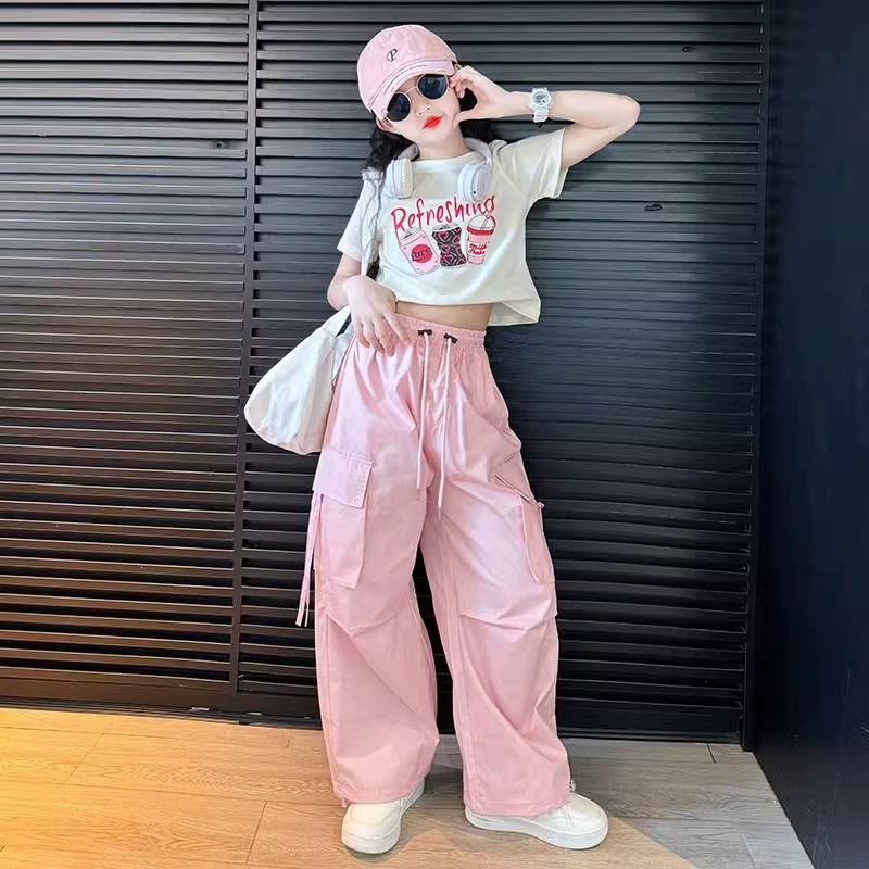 Брюки для девочек 2025 новый детский летний костюм для иностранных брюк