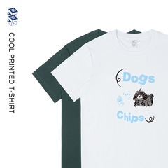メンズサマートレンドブランド 犬柄 綿100% 半袖Tシャツ 男女兼用 カップルお揃い 通勤にも使える万能カジュアルトップス インスタ映え ホワイト