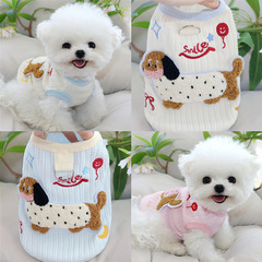 犬服春と夏の新しいかわいいカラフルなダックスフント犬ベスト牽引バックル付きテディビション小型犬服