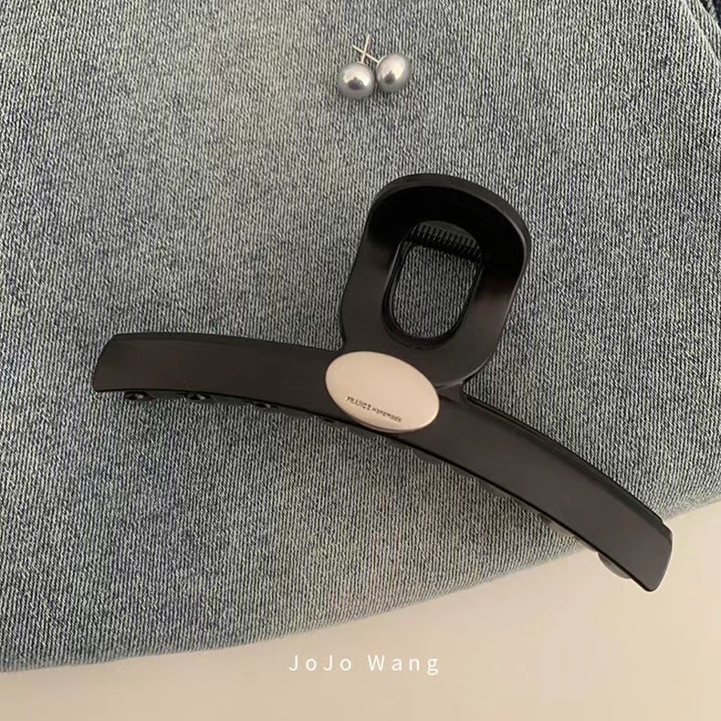 Modische Große Haarspange In Schwarz Und Silber Für Das Haar_voghion.com