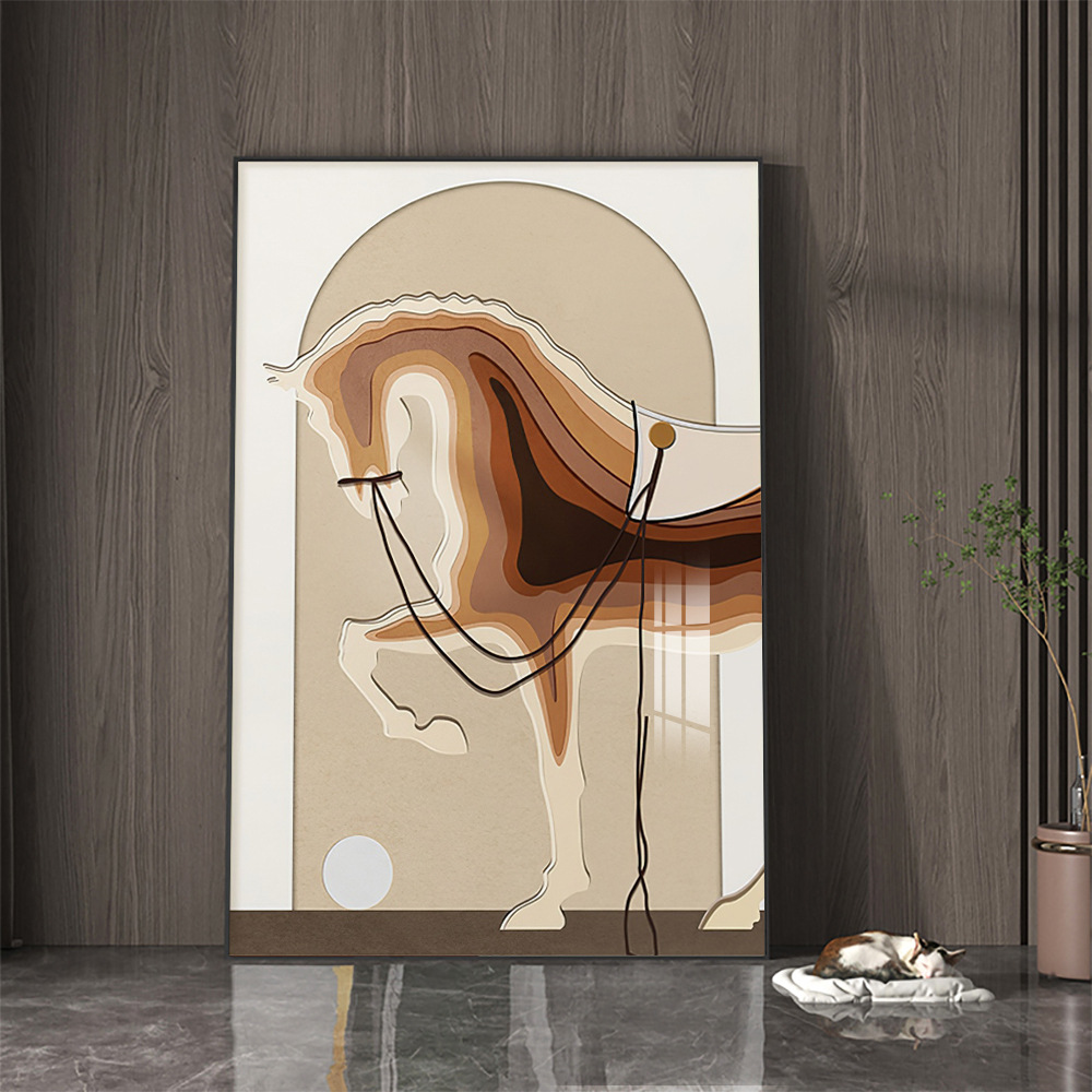 Brno hueco pintura luz lujo pasillo pintura decorativa pared abstracta caballo sala de estar de alta gama vertical real pintura