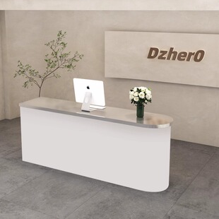 Stainless Steel White Gym Cashier Clothing Store Curved Company Front Desk Reception Desk Bar Cement Paint Cashier