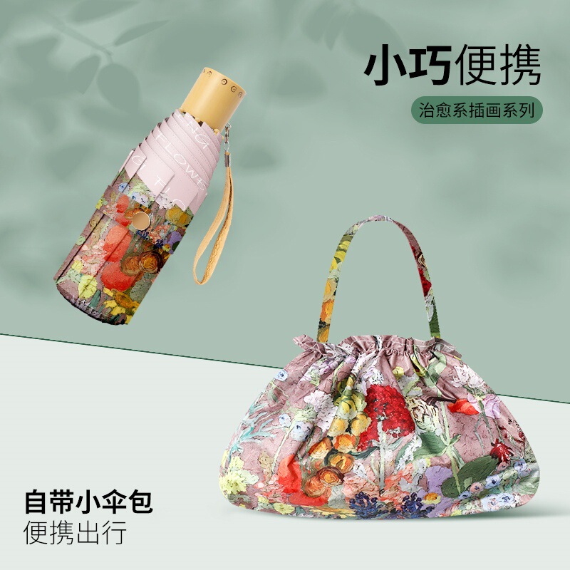 24骨高级感遮阳伞双层双花黑胶超强防晒晴雨两用折叠太阳伞女|undefined