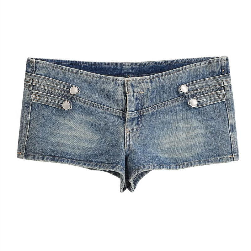 2026 Summer New European and American Style Low-Waist Mini Denim Shorts Sexy Slim Fit Hot Pants Women's Fashion Spicy Girl Style