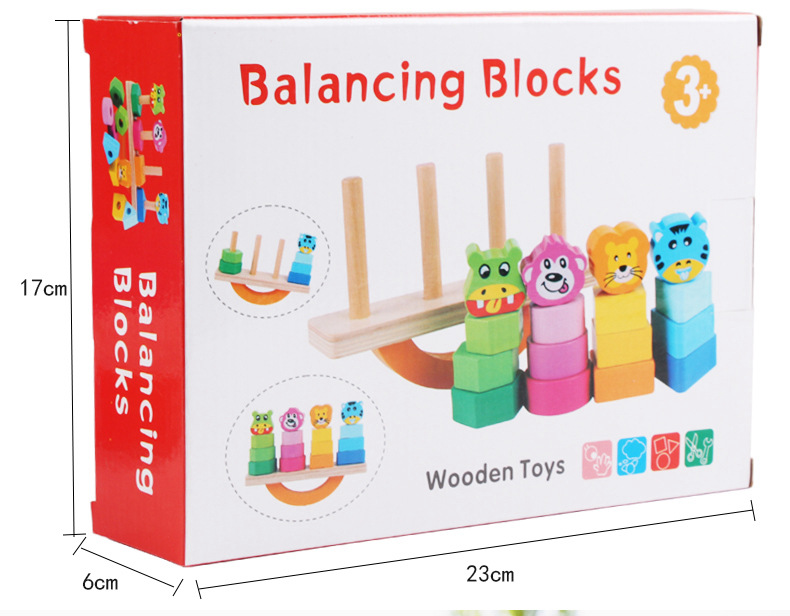 Children's toys, wooden jigsaw puzzles, animal balance sets, cylindrical stacked building blocks, educational stacking balance boards, cross-border detail image 20