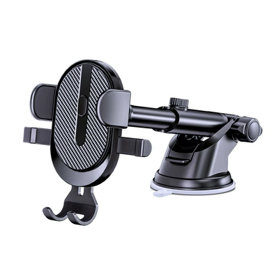 New Multifunctional Car Telescopic Suction Cup Carbon Fiber Car Mobile Phone Holder Air Conditioning Outlet Navigation Holder (Car phone holder) - d23-5-suction-cup-black