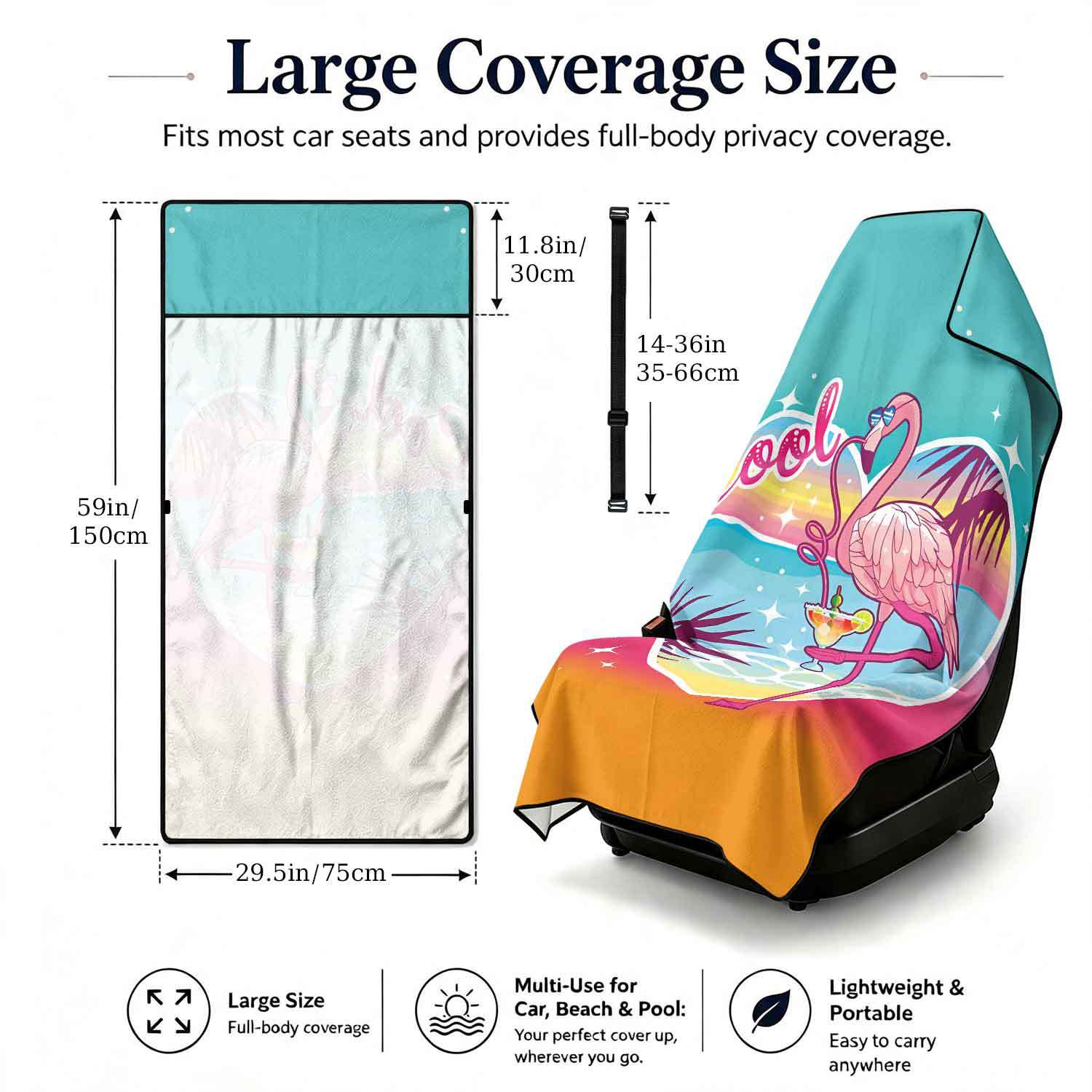 2-piece dual-use car seat cover, ultra-fine fiber, can be used as a beach towel, printed car protective seat cover 13