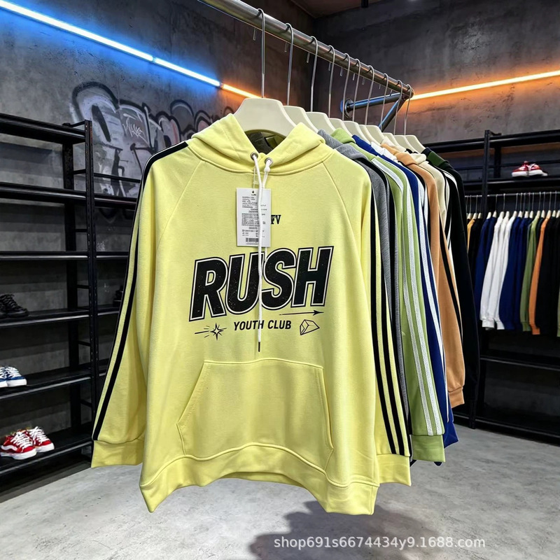 Cross-border trendy brand, spring/autumn collection: loose-fitting, pure cotton, printed hooded sweatshirt with dropped shoulders, unisex design, long-sleeved pullover Cross-border trendy brand, spring/autumn collection: loose-fitting, pure cotton, printed hooded sweatshirt with dropped shoulders, unisex design, long-sleeved pullover