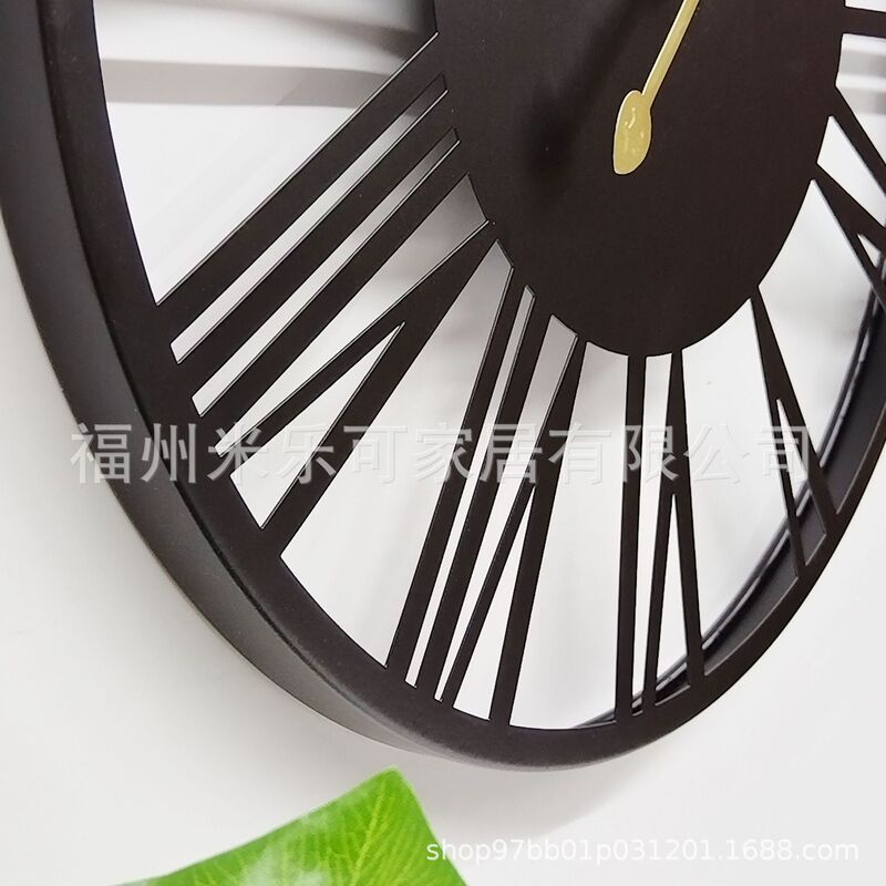 北欧罗马数字时钟铁艺挂表创意客厅简约挂钟家用钟表装饰静音壁钟|undefined