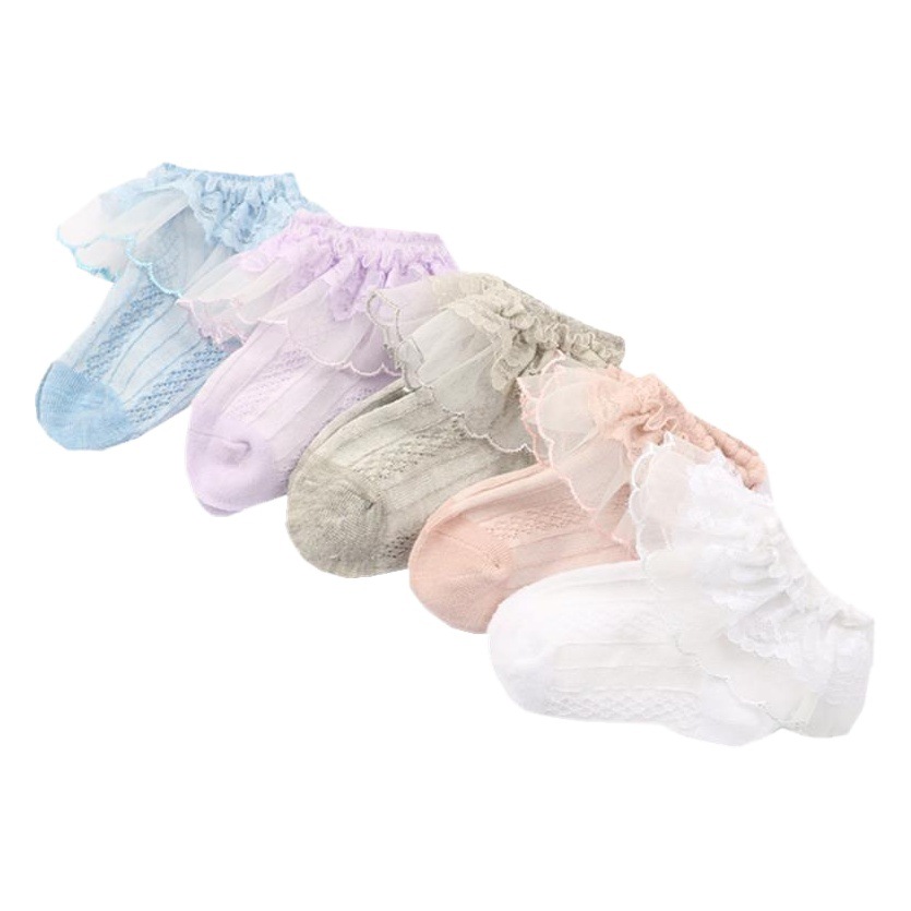 Calcetines de encaje para niños de estilo coreano calcetines de princesa de encaje fino de primavera y otoño de verano calcetines de malla para niñas calcetines de algodón para niños de estilo coreano calcetines de algodón para bebés