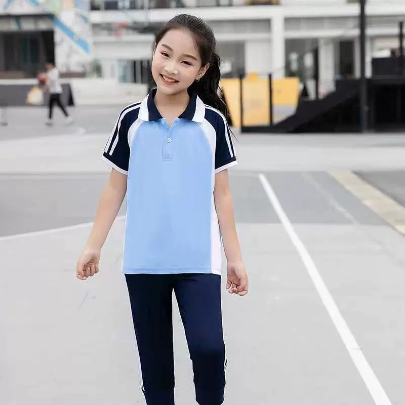 Летняя школьная форма для учеников средней школы, костюм, мужская и женская спортивная одежда, укороченные брюки с короткими рукавами, одежда из двух предметов, одежда для класса средней школы