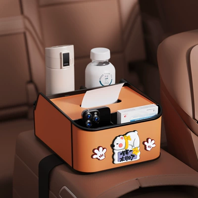 Box Water Cup Holder Storage — Car tissue box/set - so-handsome-8th-generation-armrest-box-storage-box-orange