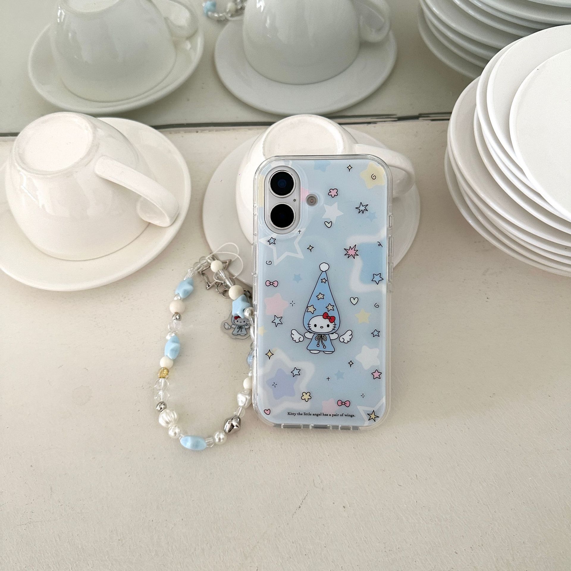 Sombrero largo estrella azul coreano KT para iPhone15/16 funda para teléfono móvil 14Pro femenino 16ProMax nuevo 13