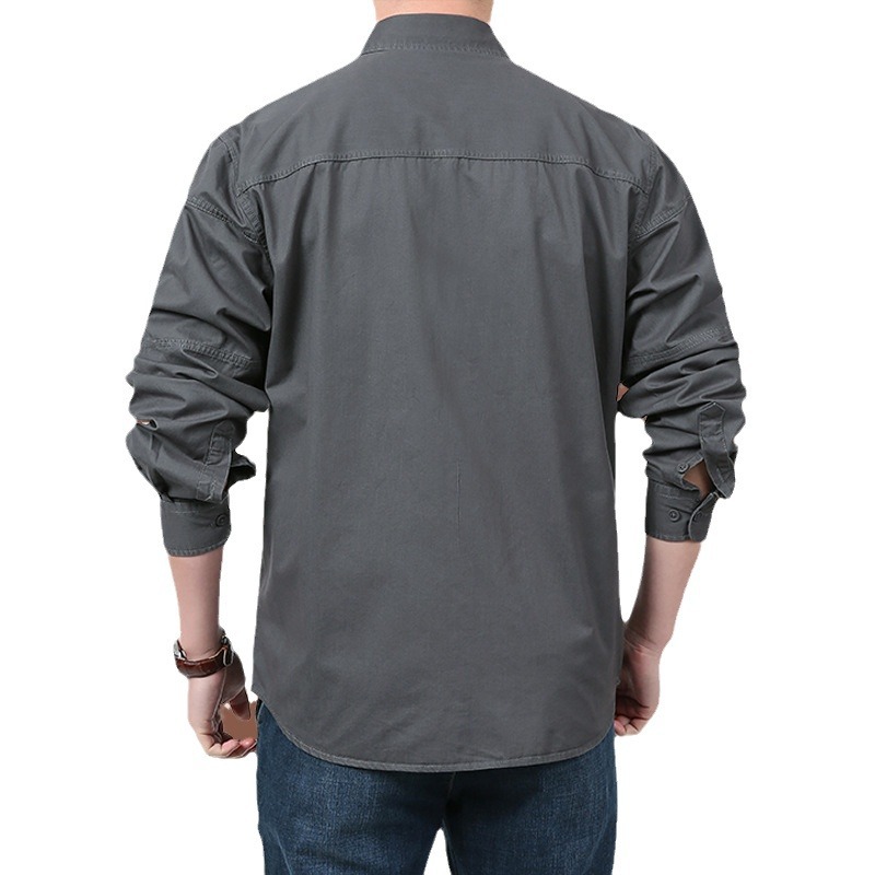 2023 nueva primavera y otoño camisa de trabajo suelta de hombre al aire libre algodón casual chaqueta de camisa de hombre