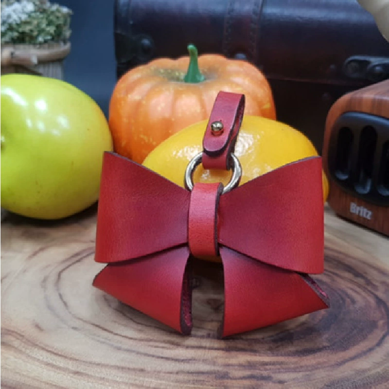 Ретро брелок для ключей из искусственной кожи с милым бантом, модный портативный брелок для сумки, автомобильный брелок, аксессуары для ключей