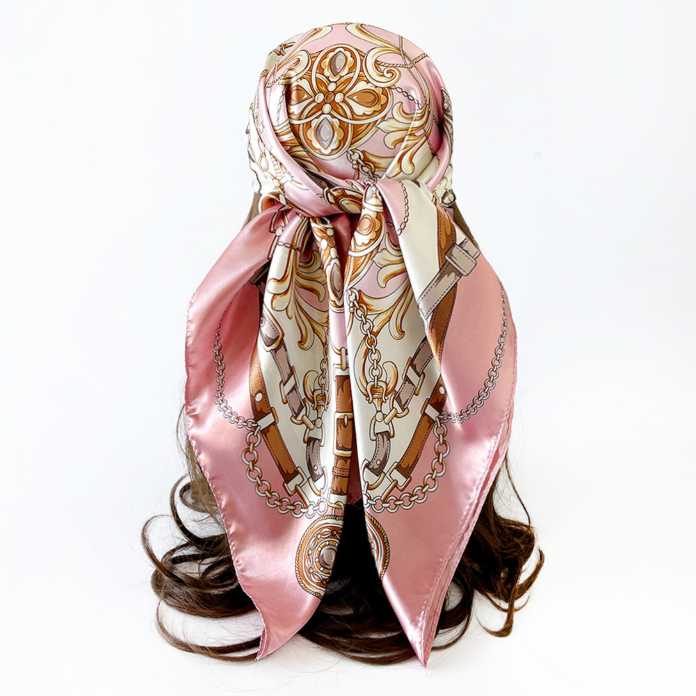 Classic Chain Printed Silk Square Scarf For Women Fashion Accessory_voghion.com